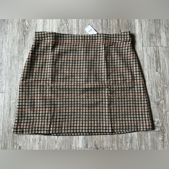 J Crew Women's Plaid Wool Blend A-line Mini SkirtSize 18 Lined Classic Beige - Picture 2 of 6
